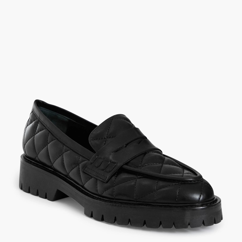 Flattered Black Quilted Leather Signe Loafers Size EU 37